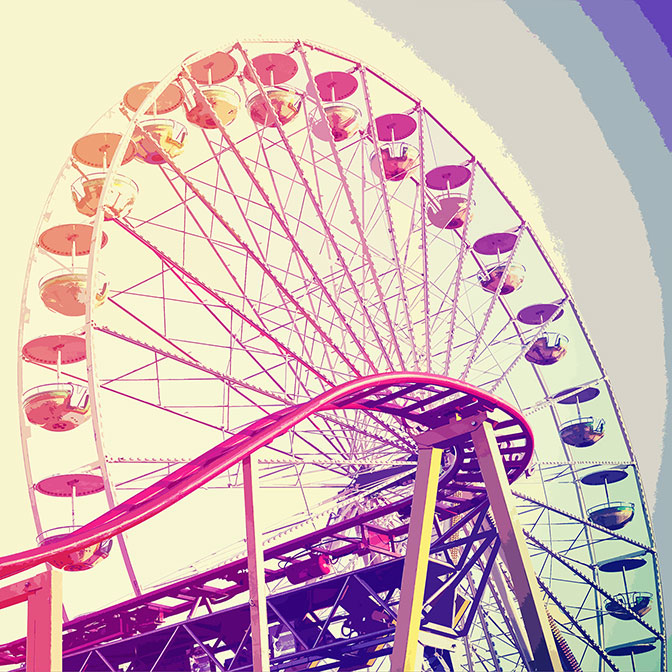 rollercoaster with rainbow