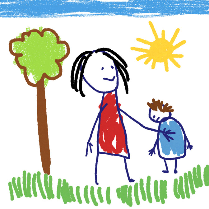 Drawing of parent and child
